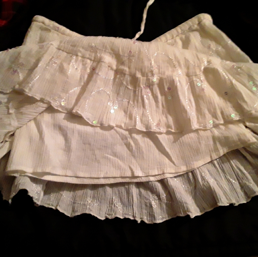 White Sequin embellished mini skirt